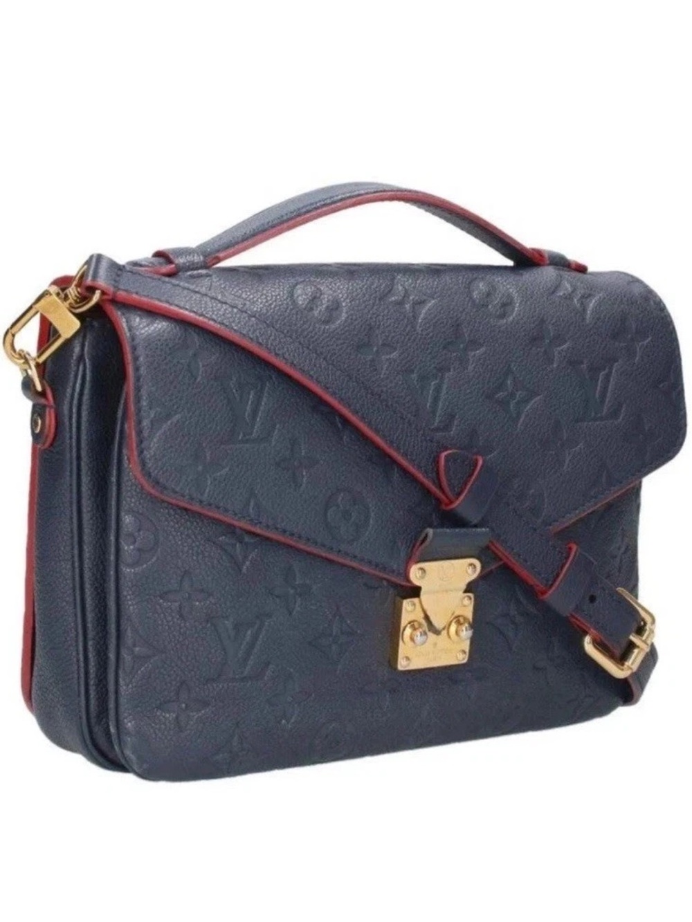 Louis Vuitton Navy Blue Monogram Empreinte with Red Trim Crossbody